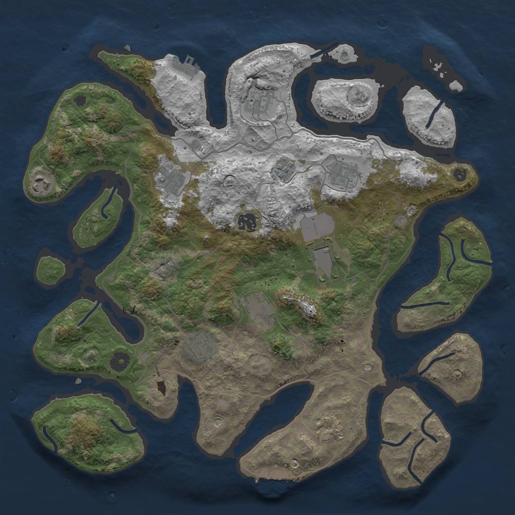 Rust Map: Procedural Map, Size: 4000, Seed: 876900555, 15 Monuments