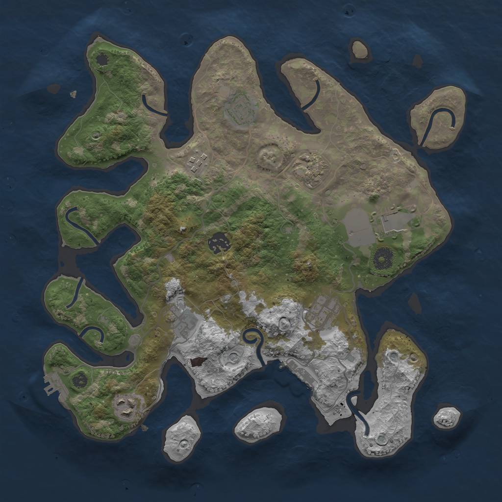 Rust Map: Procedural Map, Size: 3500, Seed: 948738, 13 Monuments