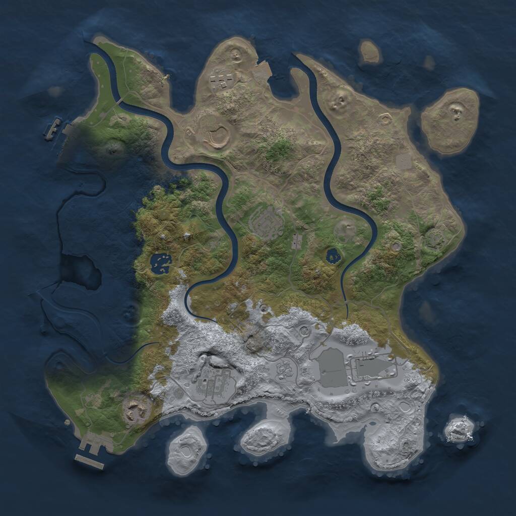 Rust Map: Procedural Map, Size: 3500, Seed: 948738, 13 Monuments