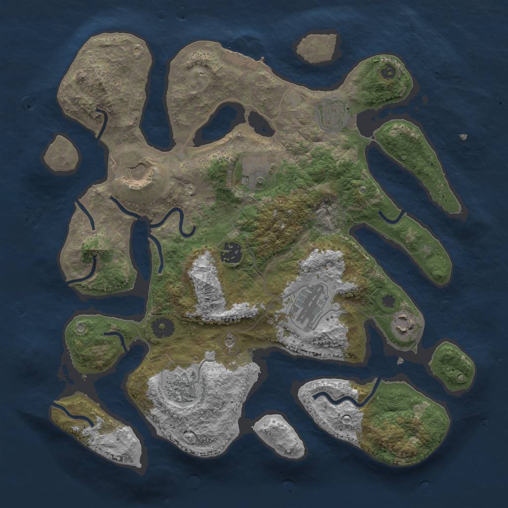 Rust Map: Procedural Map, Size: 3500, Seed: 209544186, 11 Monuments