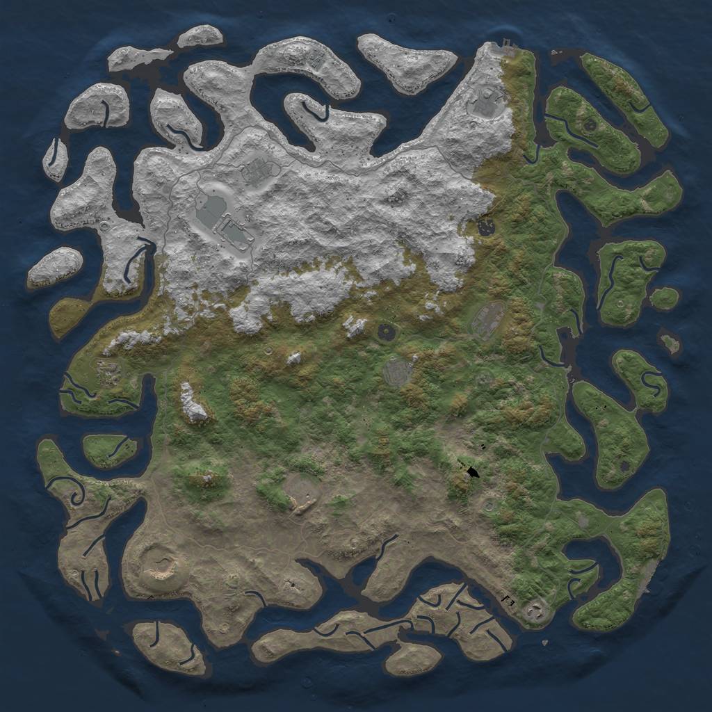 Rust Map: Procedural Map, Size: 6000, Seed: 5624, 16 Monuments