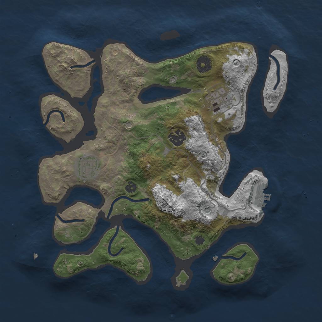 Rust Map: Procedural Map, Size: 3000, Seed: 874, 7 Monuments