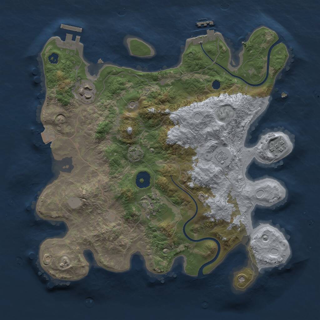 Rust Map: Procedural Map, Size: 3000, Seed: 1844798139, 9 Monuments