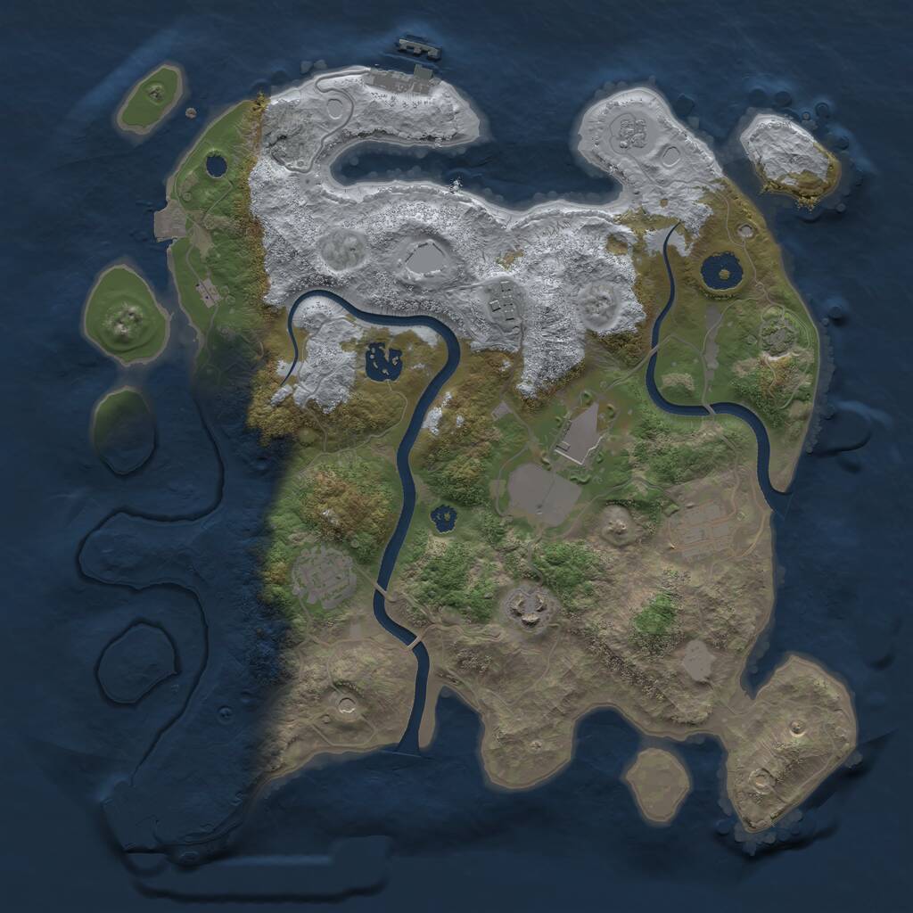 Rust Map: Procedural Map, Size: 3500, Seed: 2136331120, 12 Monuments