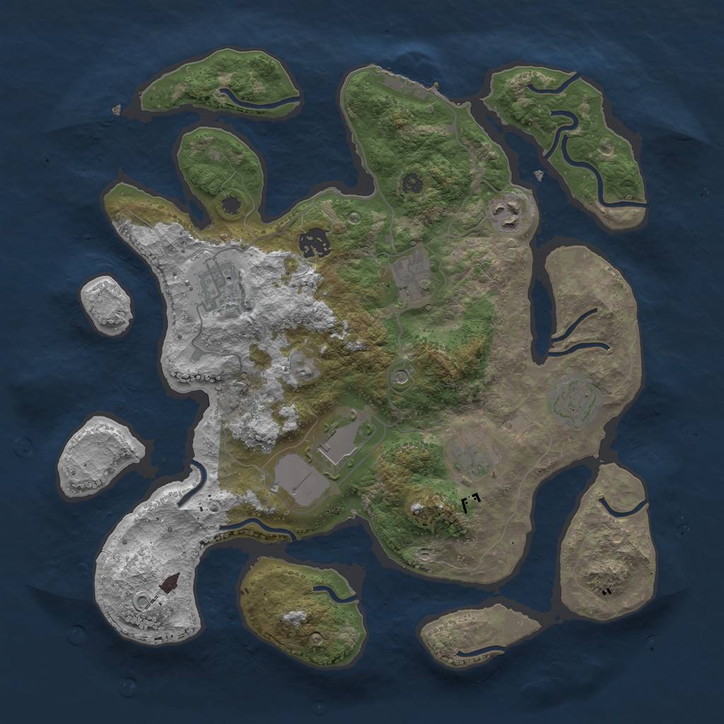 Rust Map: Procedural Map, Size: 3500, Seed: 376155900, 11 Monuments