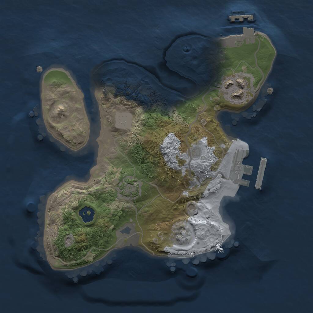 Rust Map: Procedural Map, Size: 2000, Seed: 1544207427, 5 Monuments