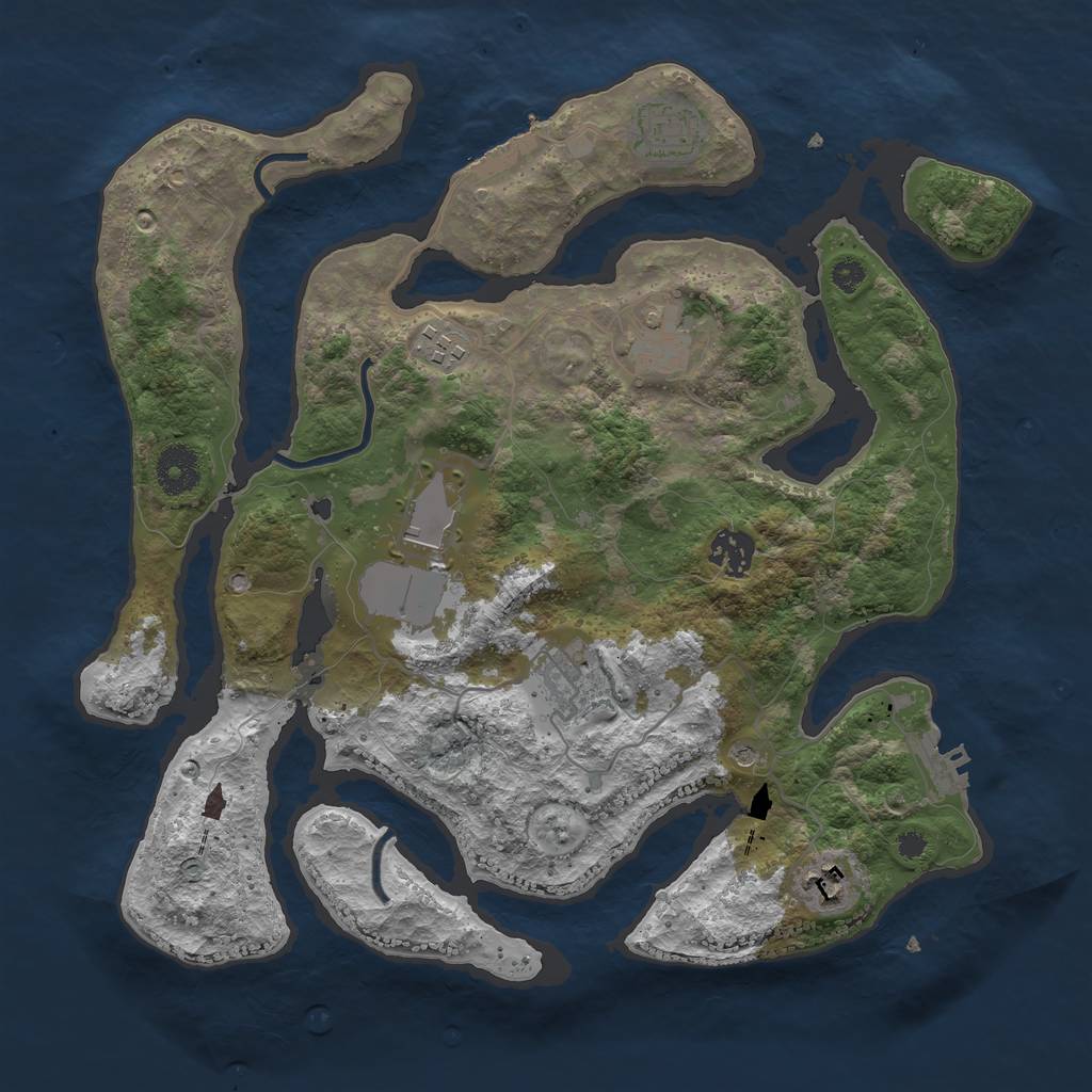 Rust Map: Procedural Map, Size: 3500, Seed: 1714963, 12 Monuments