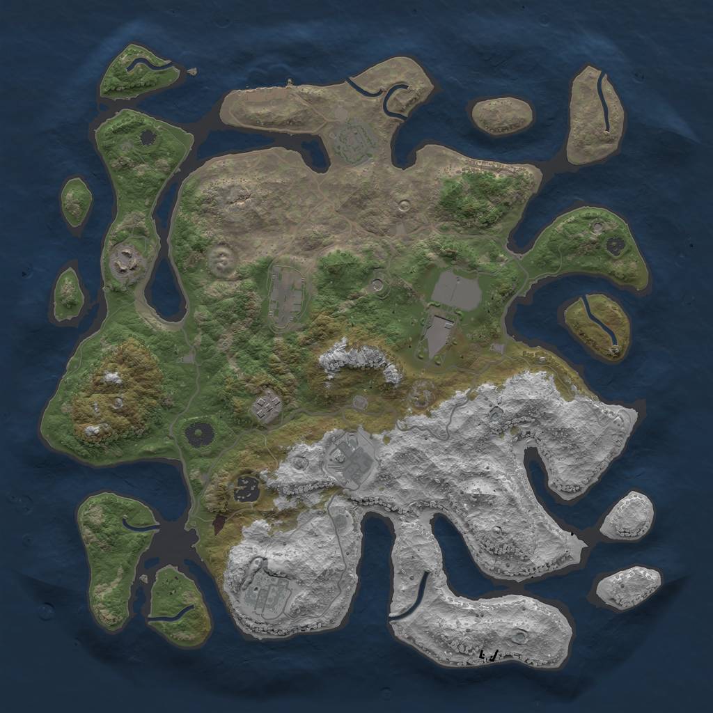 Rust Map: Procedural Map, Size: 4000, Seed: 47215, 12 Monuments