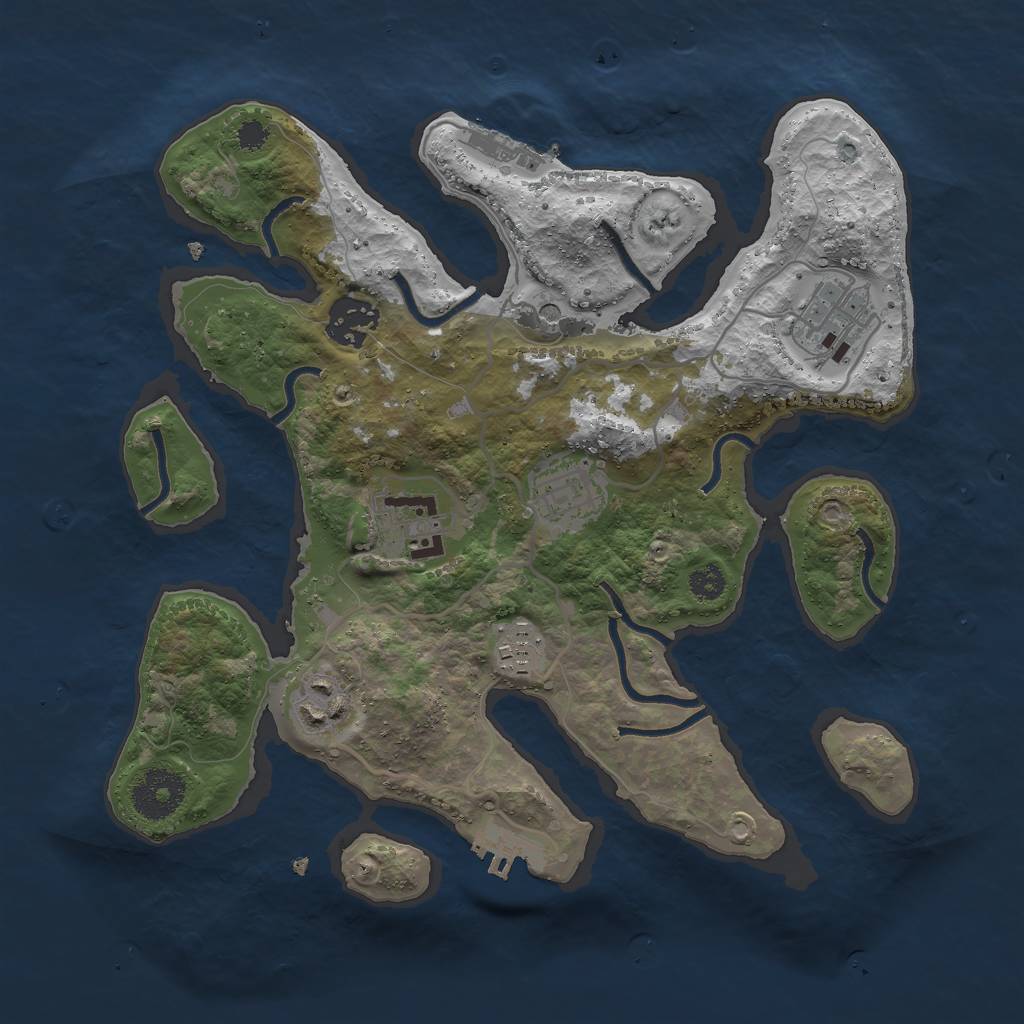 Rust Map: Procedural Map, Size: 3000, Seed: 9184722, 11 Monuments