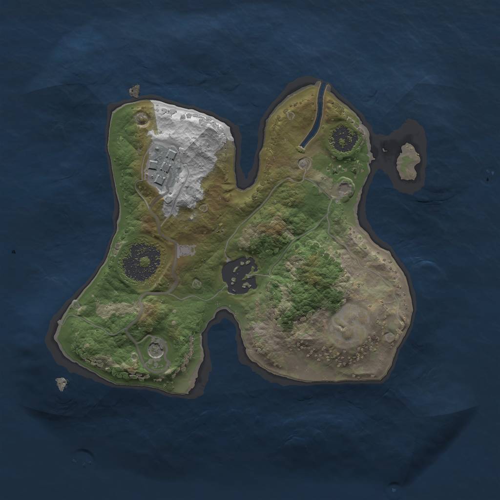 Rust Map: Procedural Map, Size: 2000, Seed: 5487, 5 Monuments