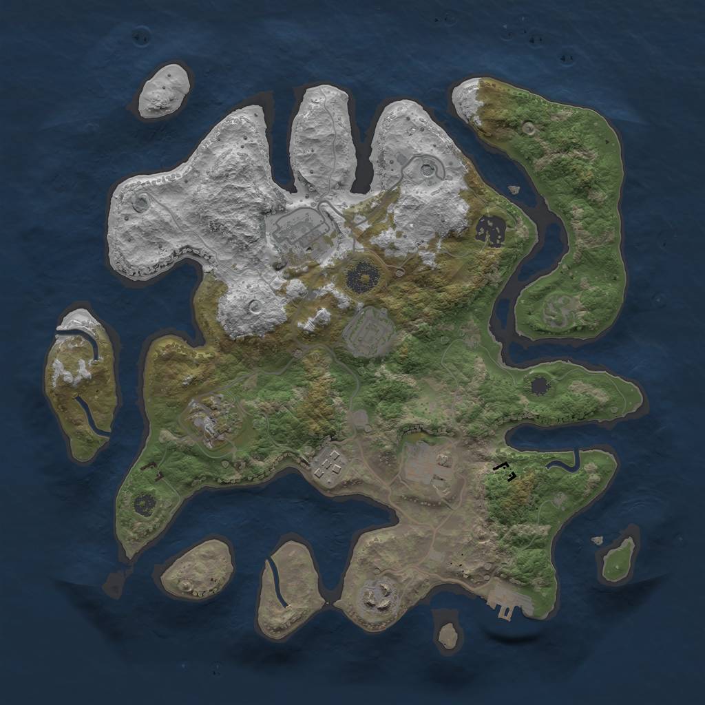 Rust Map: Procedural Map, Size: 3300, Seed: 92745582, 11 Monuments