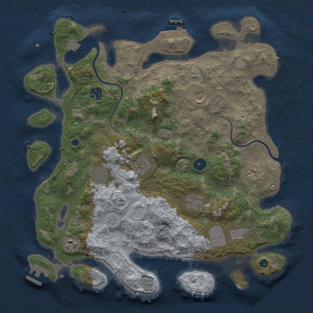 Rust Map: Procedural Map, Size: 3850, Seed: 1988750966, 15 Monuments