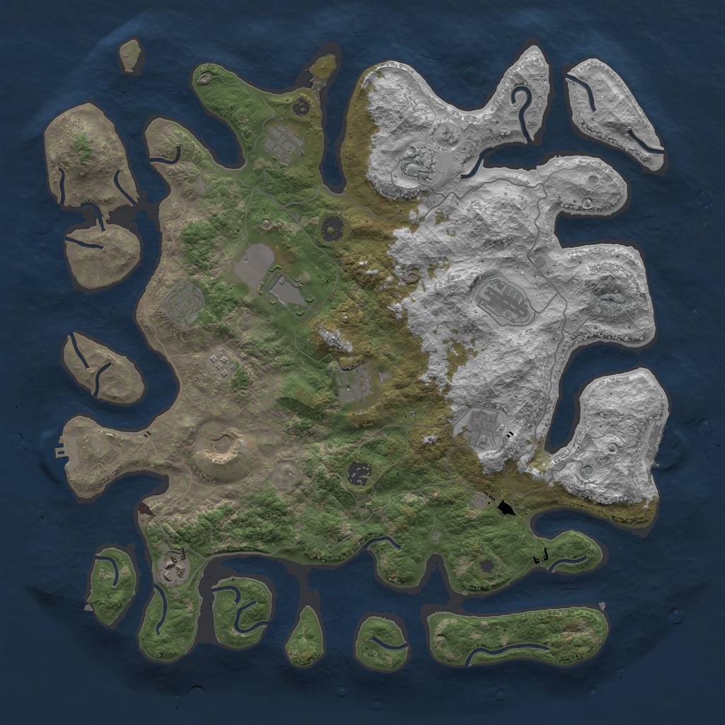 Rust Map: Procedural Map, Size: 4500, Seed: 1408210744, 16 Monuments