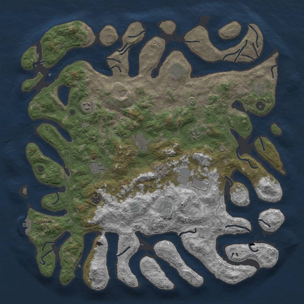 Rust Map: Procedural Map, Size: 5000, Seed: 30906, 15 Monuments