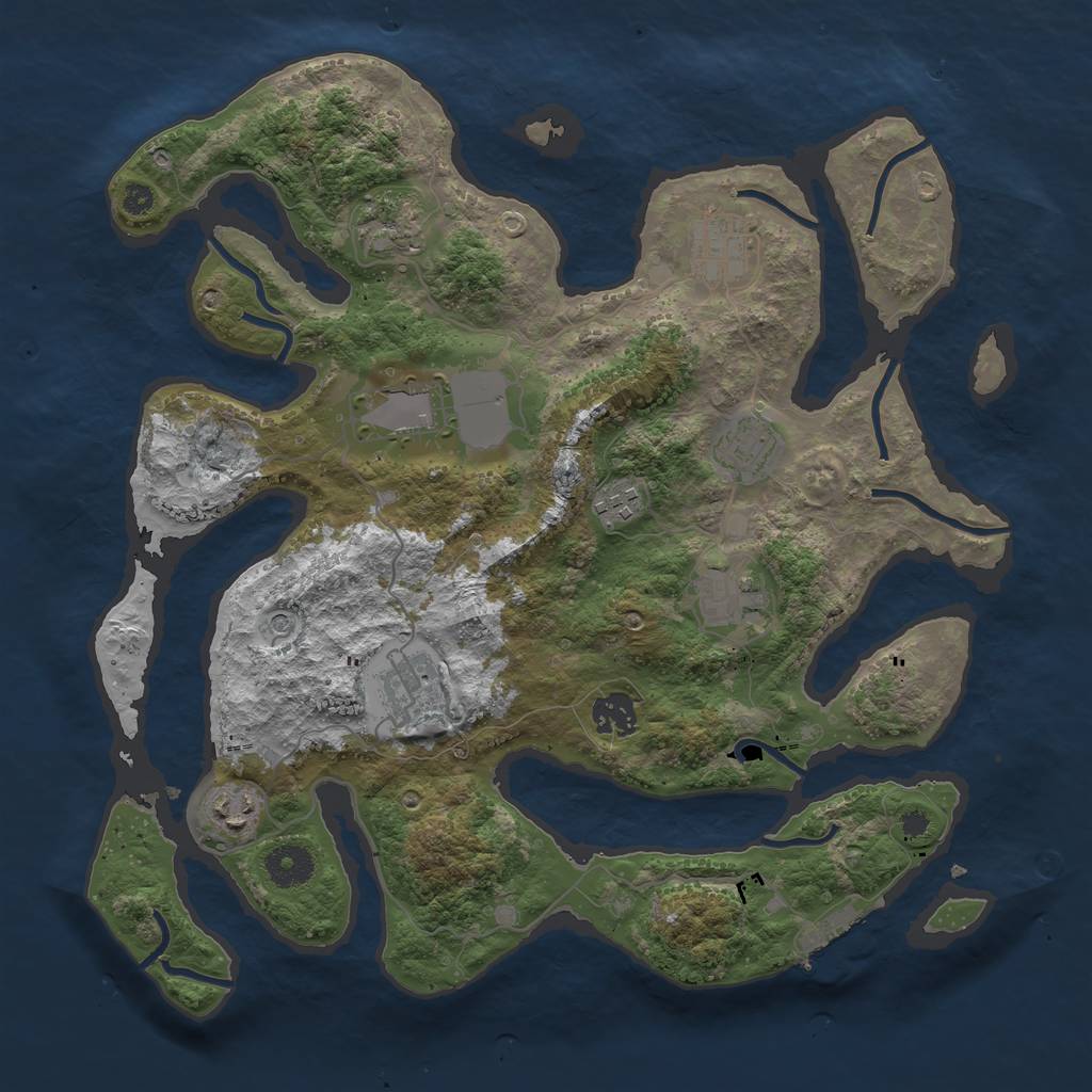 Rust Map: Procedural Map, Size: 3650, Seed: 6745, 13 Monuments