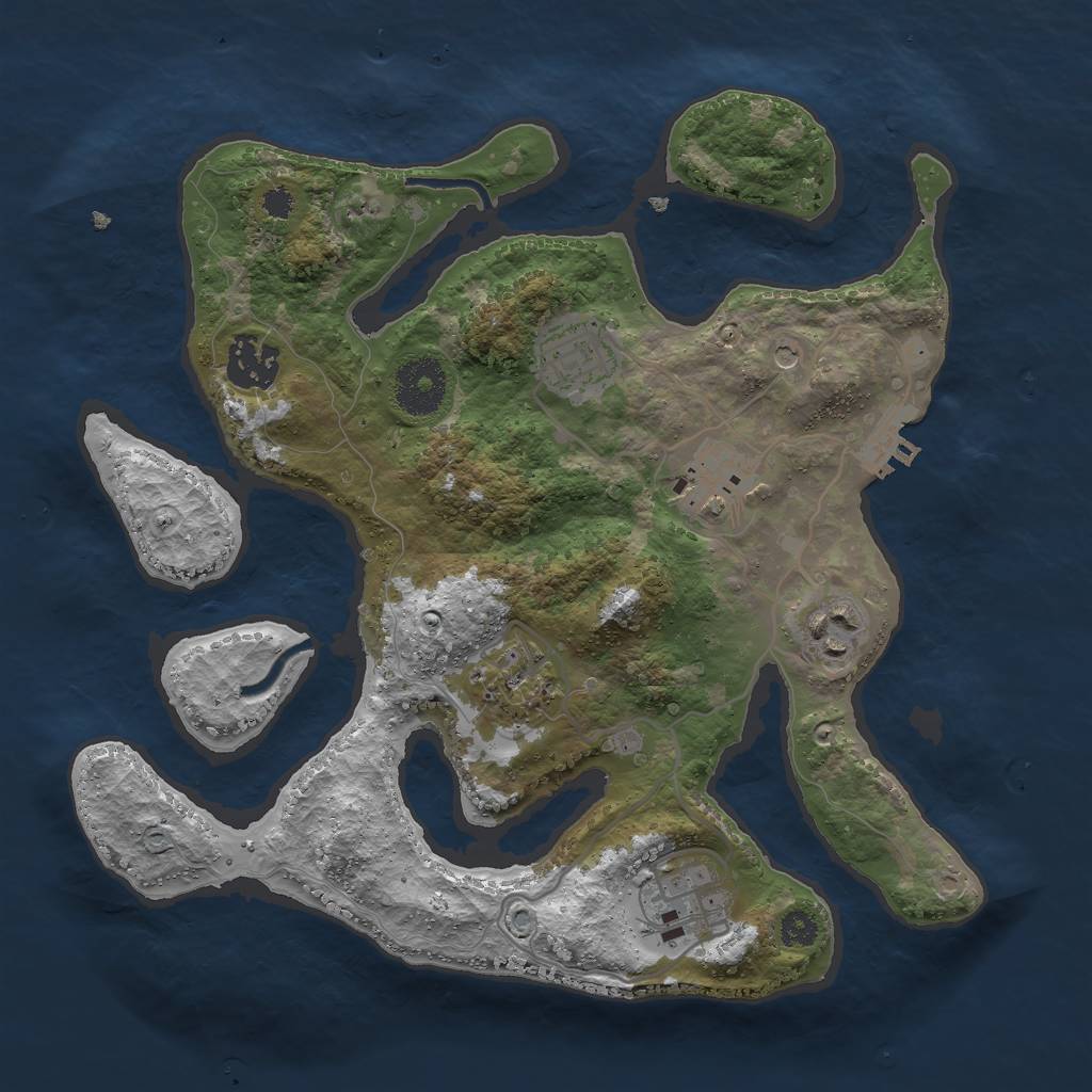 Rust Map: Procedural Map, Size: 3000, Seed: 2422485, 10 Monuments