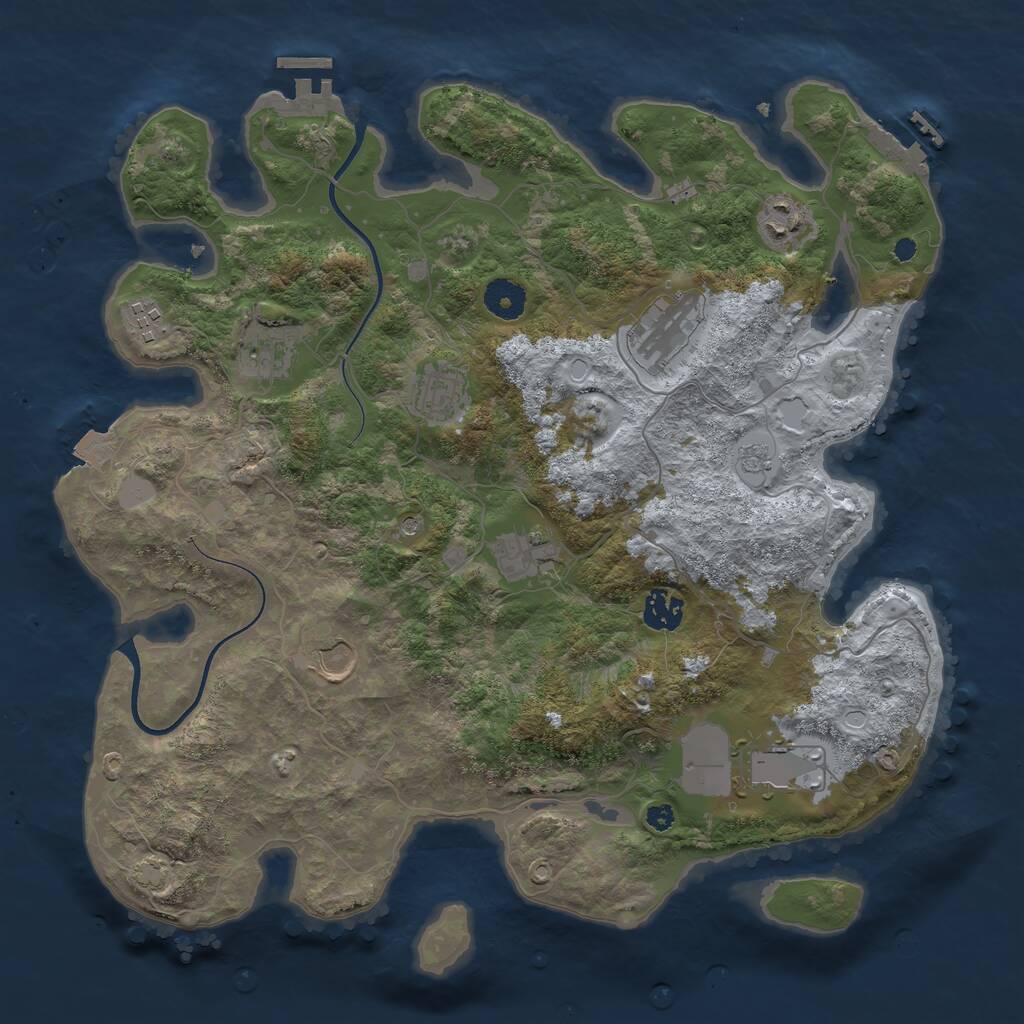 Rust Map: Procedural Map, Size: 3750, Seed: 2063004715, 15 Monuments