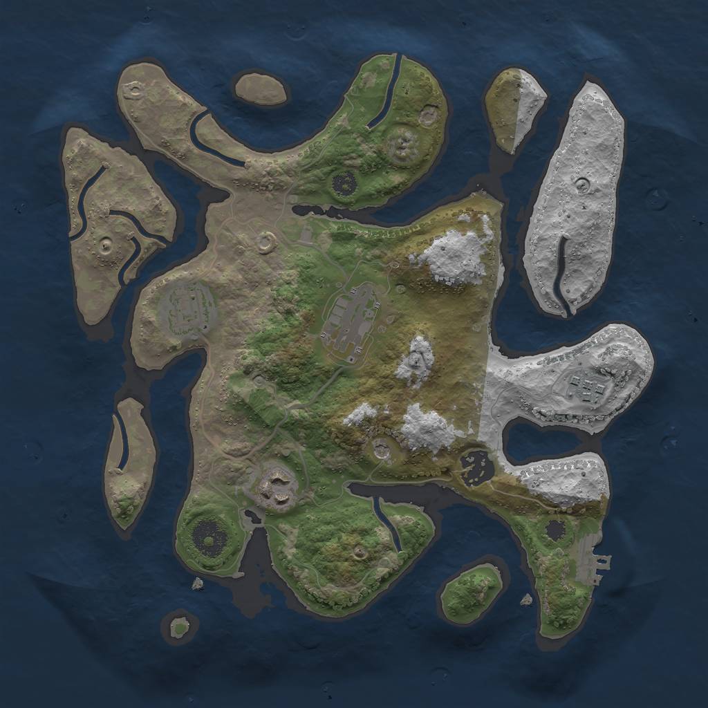Rust Map: Procedural Map, Size: 3000, Seed: 555873181, 9 Monuments
