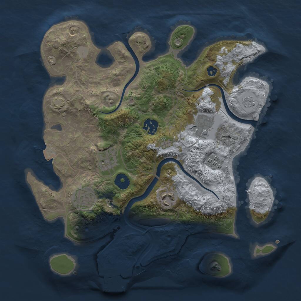 Rust Map: Procedural Map, Size: 3000, Seed: 644, 11 Monuments
