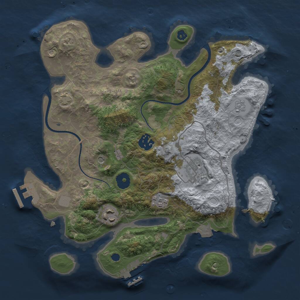 Rust Map: Procedural Map, Size: 3000, Seed: 644, 10 Monuments