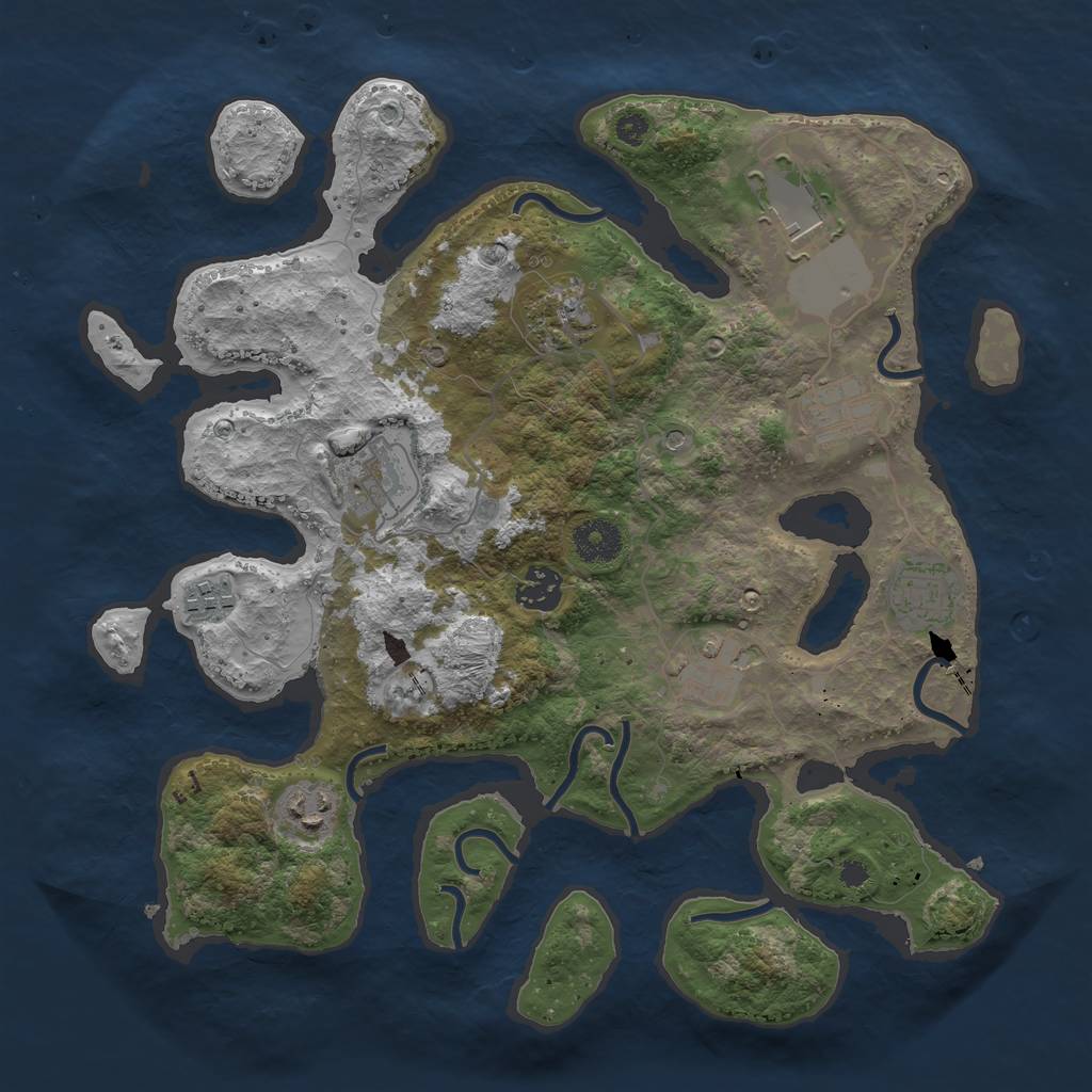 Rust Map: Procedural Map, Size: 3500, Seed: 471461, 12 Monuments