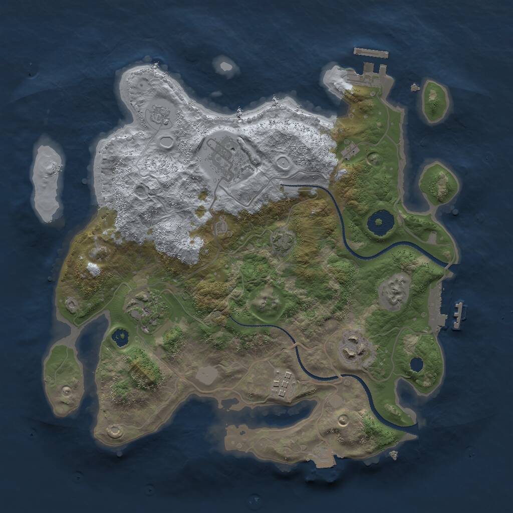 Rust Map: Procedural Map, Size: 3000, Seed: 17085878, 9 Monuments