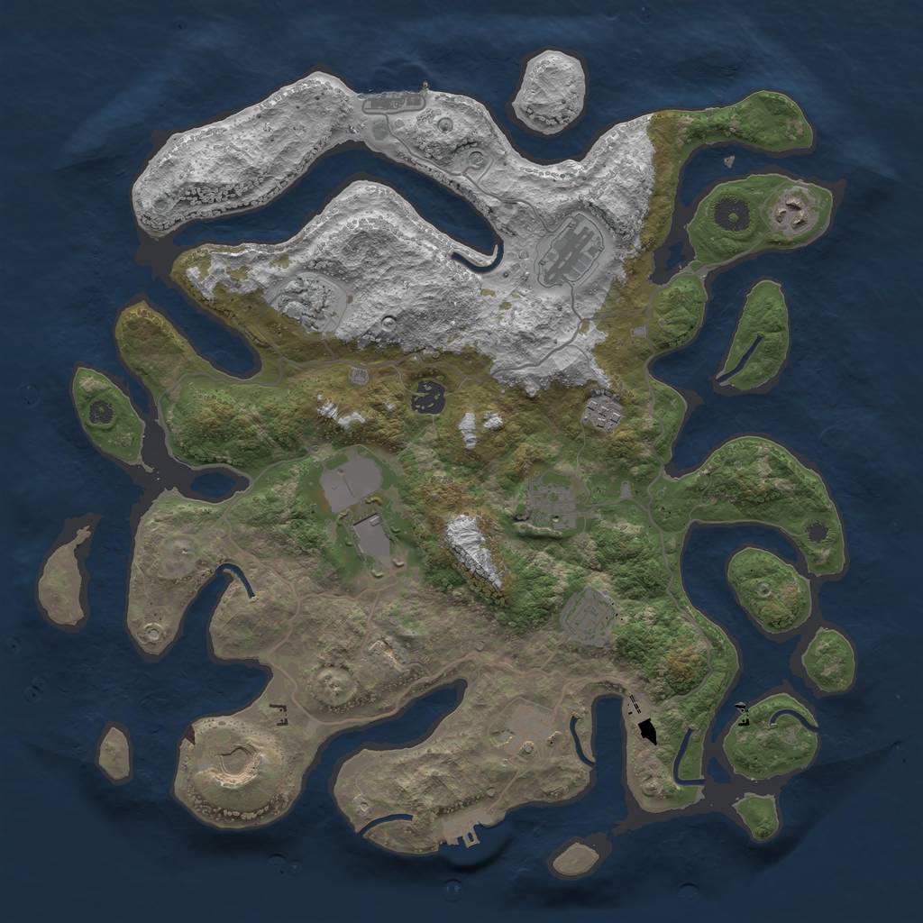 Rust Map: Procedural Map, Size: 4000, Seed: 704551620, 15 Monuments