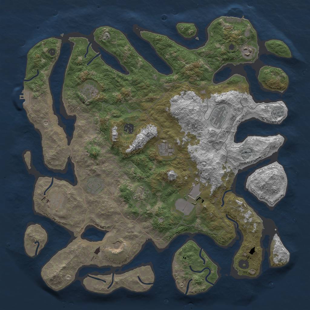 Rust Map: Procedural Map, Size: 4500, Seed: 1095491418, 16 Monuments