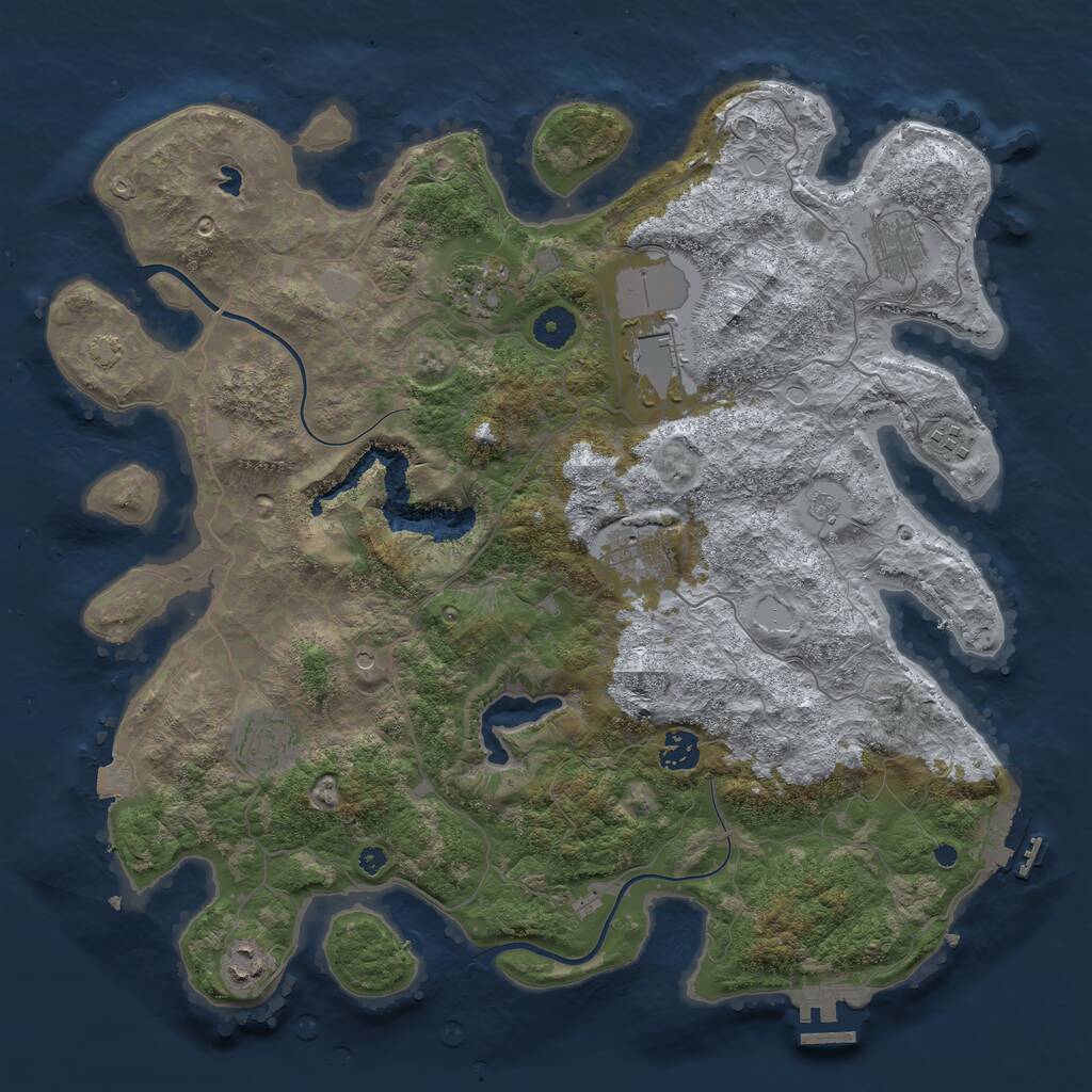 Rust Map: Procedural Map, Size: 4000, Seed: 436833, 14 Monuments