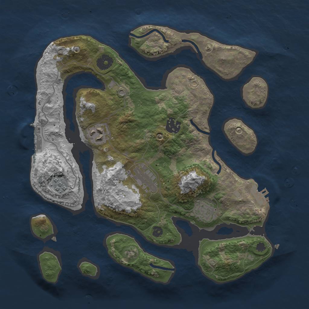 Rust Map: Procedural Map, Size: 3000, Seed: 33774, 9 Monuments