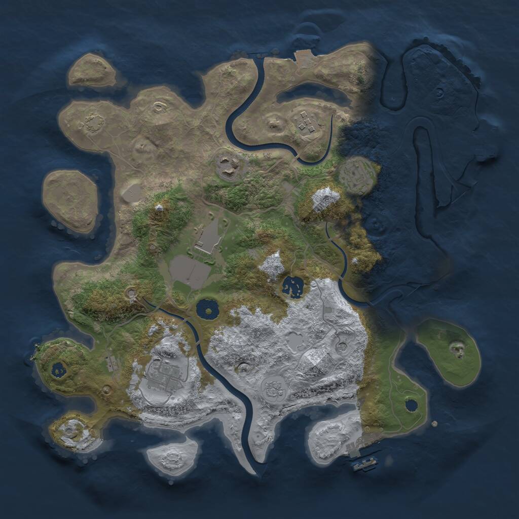 Rust Map: Procedural Map, Size: 3500, Seed: 609682129, 12 Monuments