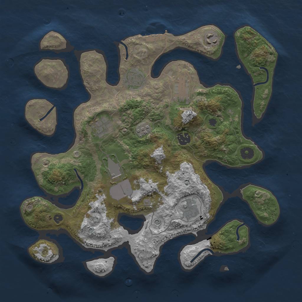 Rust Map: Procedural Map, Size: 3500, Seed: 609682129, 12 Monuments