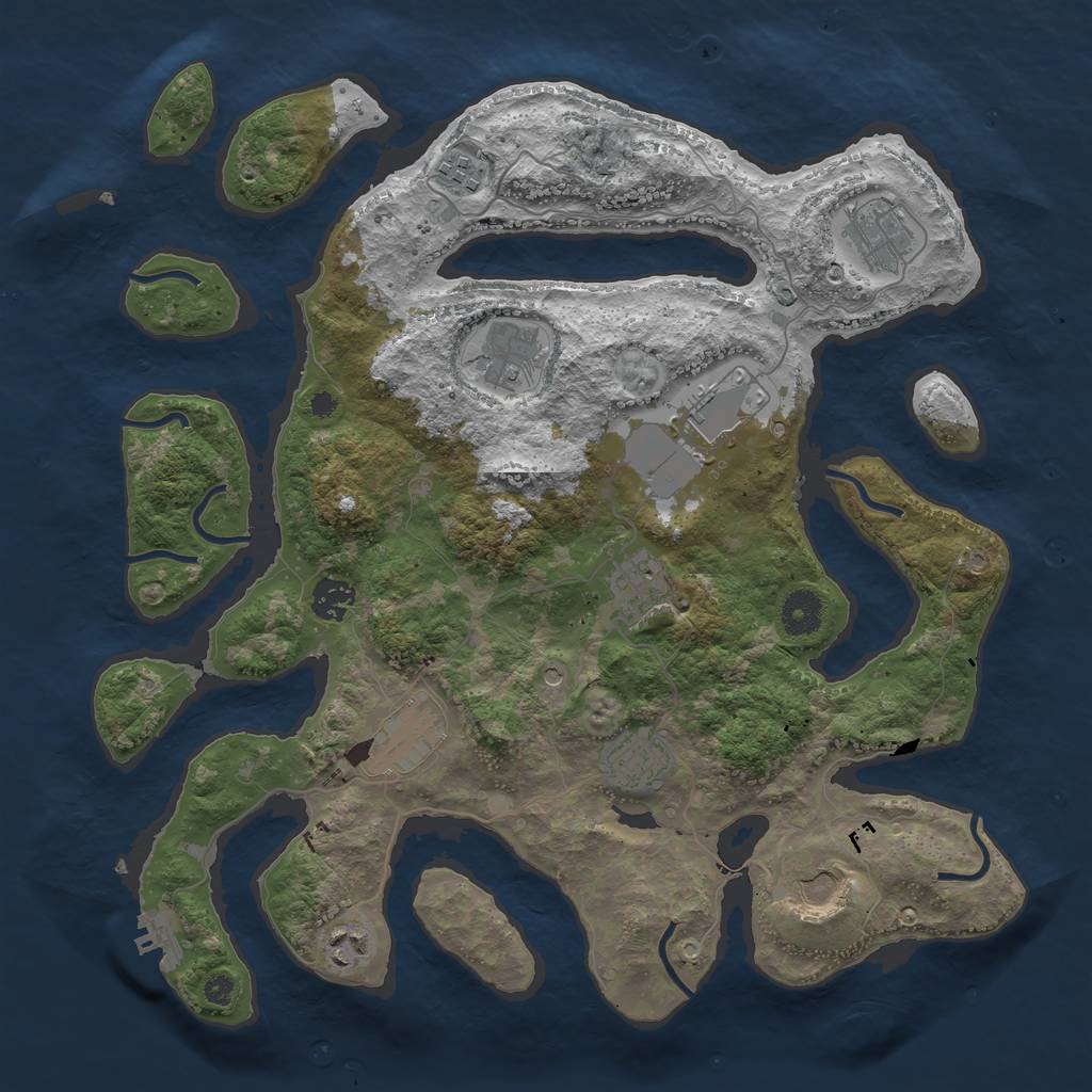 Rust Map: Procedural Map, Size: 3800, Seed: 34645784, 14 Monuments