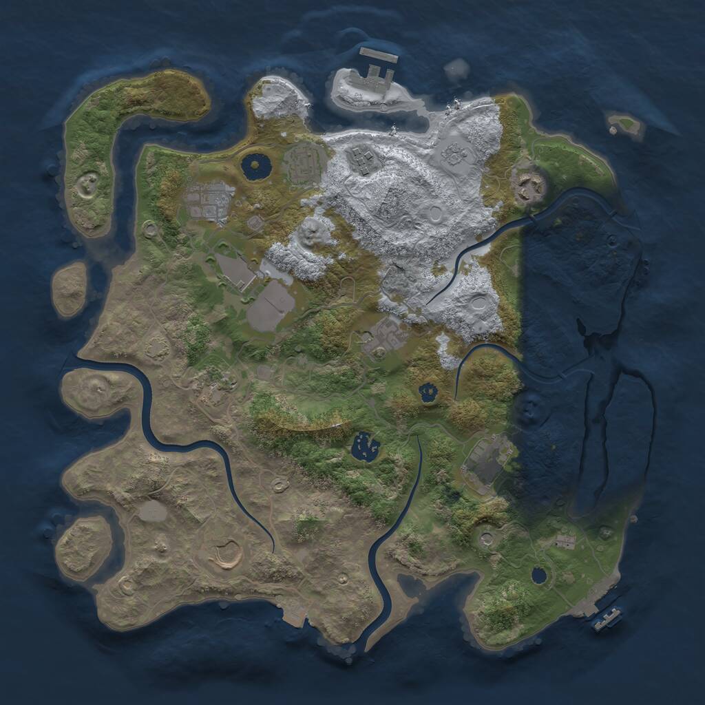 Rust Map: Procedural Map, Size: 3700, Seed: 2067438, 16 Monuments