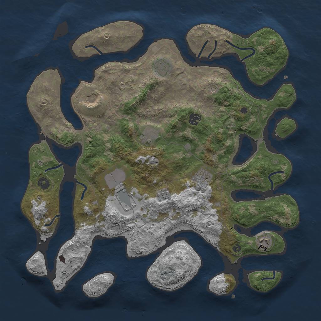 Rust Map: Procedural Map, Size: 4000, Seed: 933658047, 11 Monuments