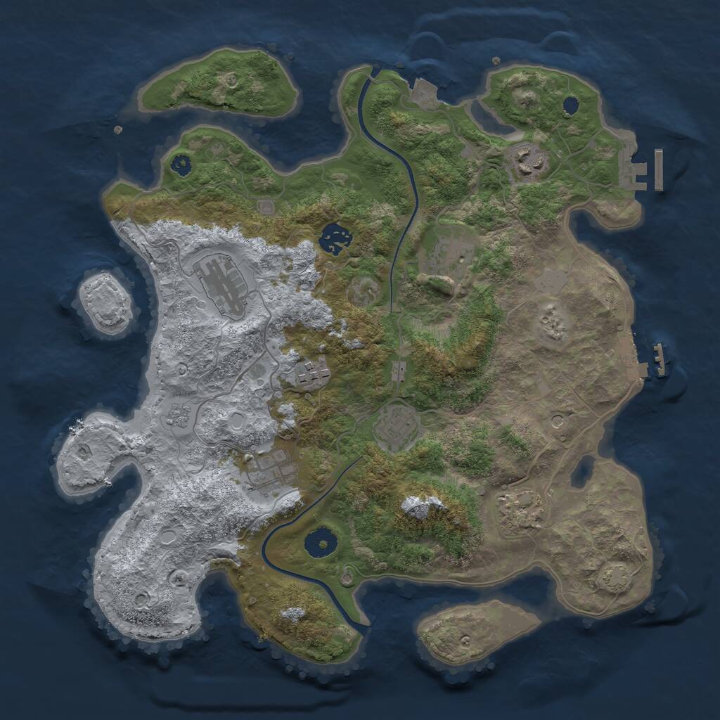 Rust Map: Procedural Map, Size: 3499, Seed: 376155900, 14 Monuments