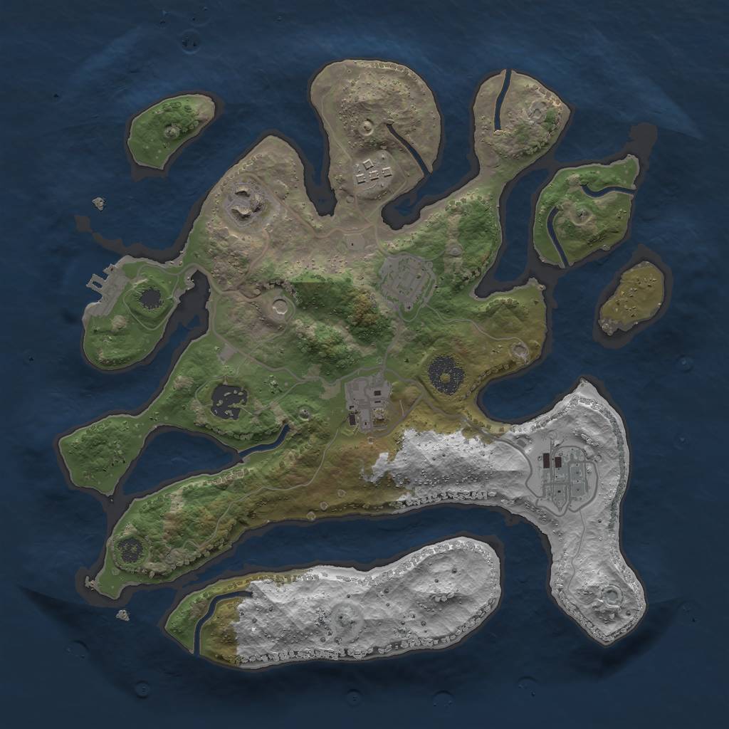 Rust Map: Procedural Map, Size: 3000, Seed: 1545614729, 10 Monuments