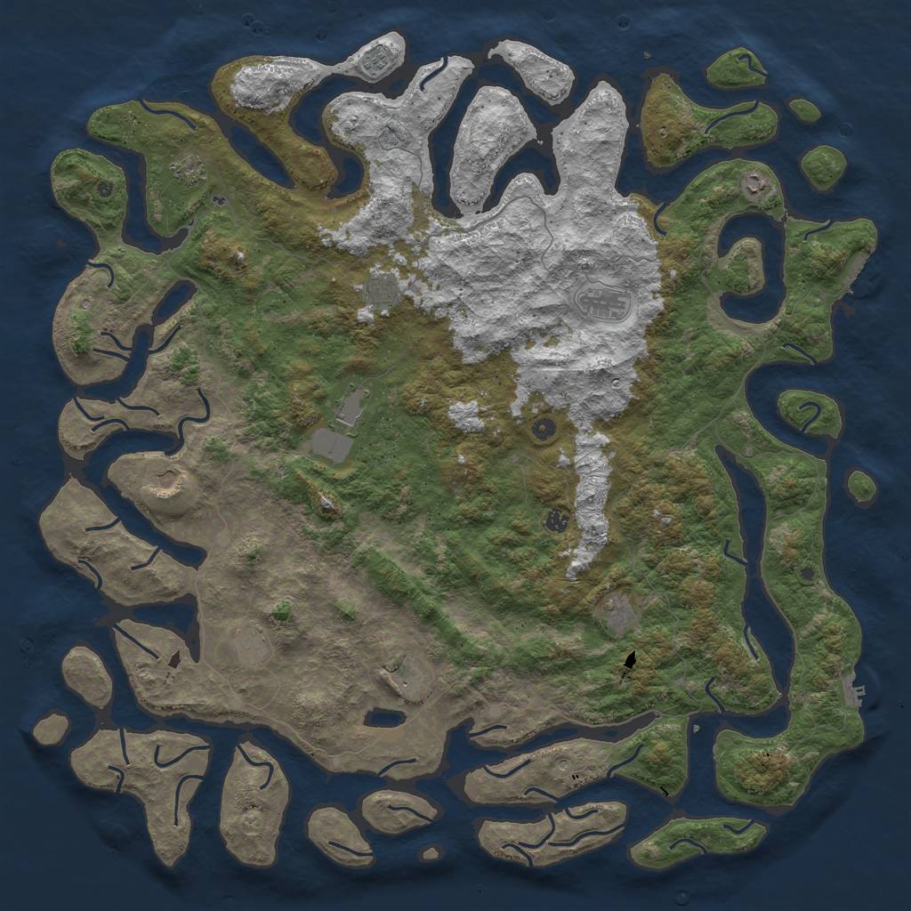 Rust Map: Procedural Map, Size: 6000, Seed: 89788345, 16 Monuments