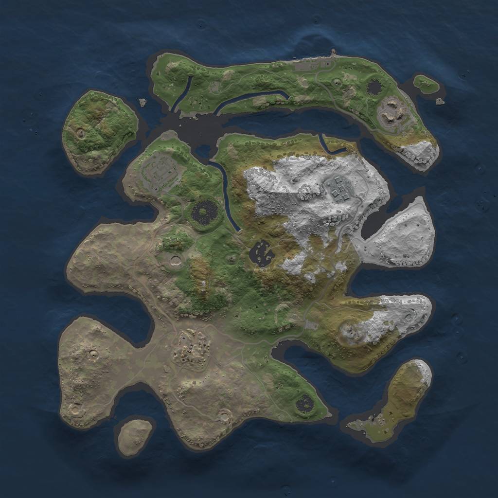 Rust Map: Procedural Map, Size: 3000, Seed: 2071696527, 9 Monuments