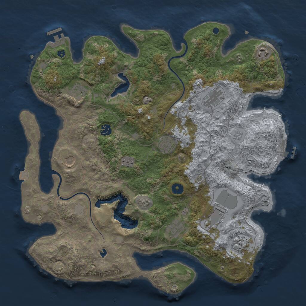 Rust Map: Procedural Map, Size: 4000, Seed: 1729671, 16 Monuments