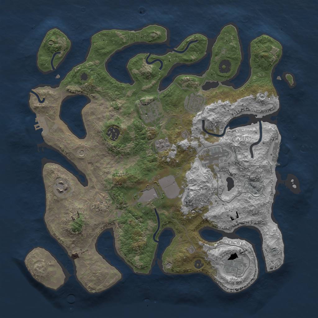 Rust Map: Procedural Map, Size: 3600, Seed: 55739516, 14 Monuments