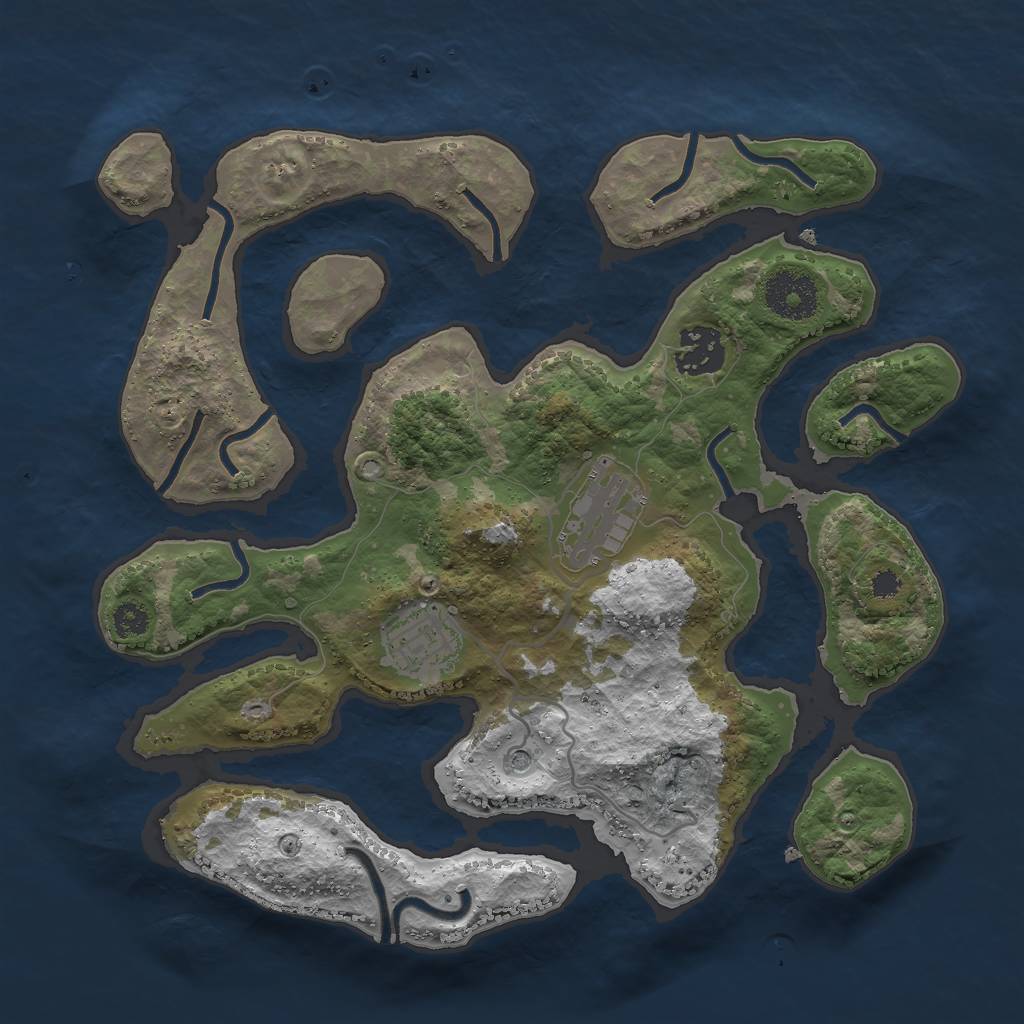 Rust Map: Procedural Map, Size: 3000, Seed: 1920422067, 6 Monuments