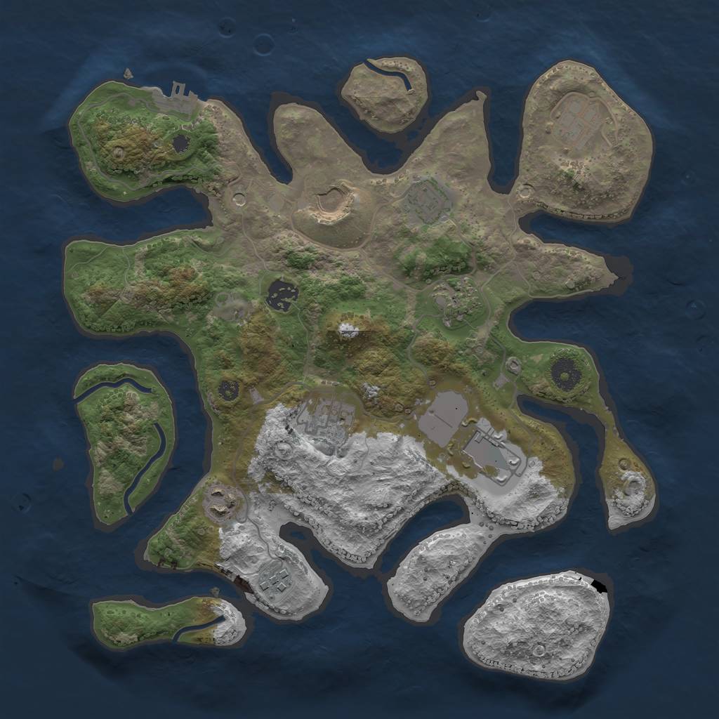 Rust Map: Procedural Map, Size: 3500, Seed: 498765358, 13 Monuments