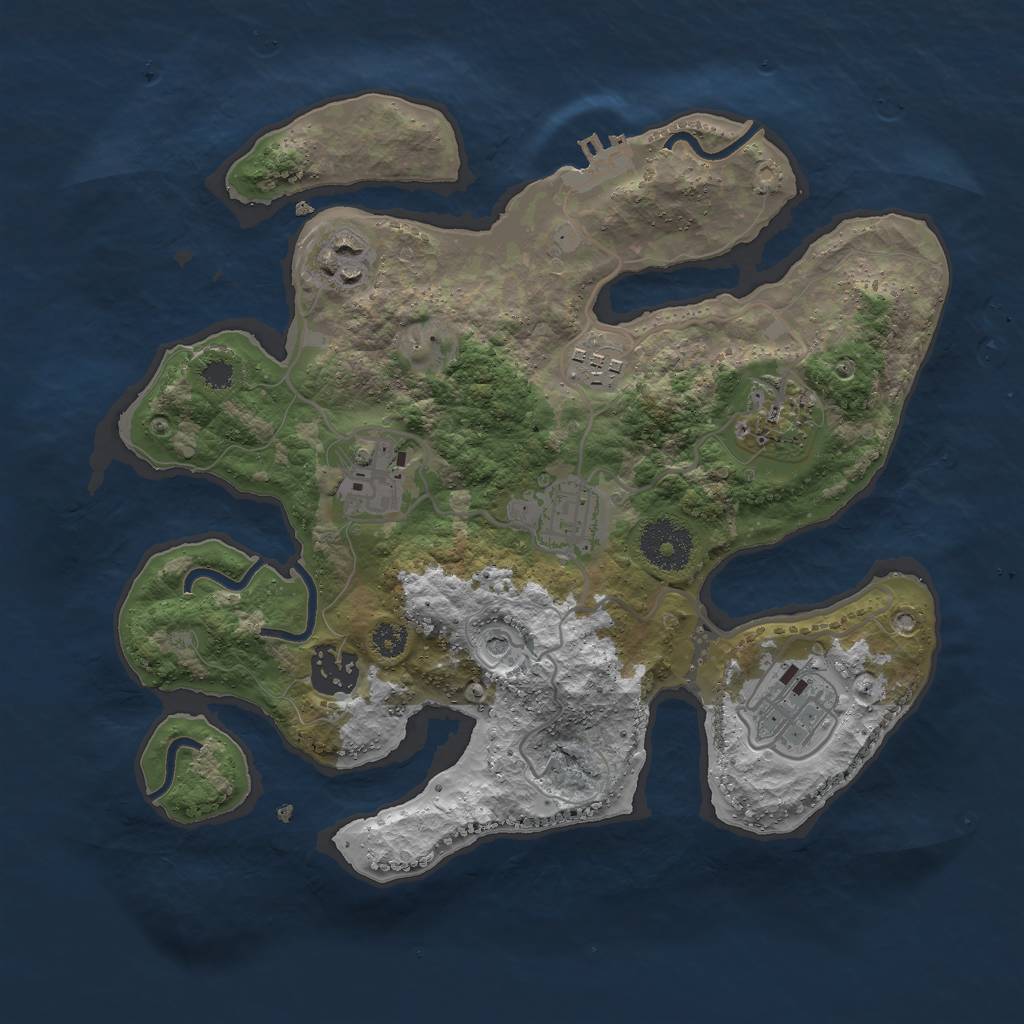 Rust Map: Procedural Map, Size: 3000, Seed: 1217133068, 11 Monuments