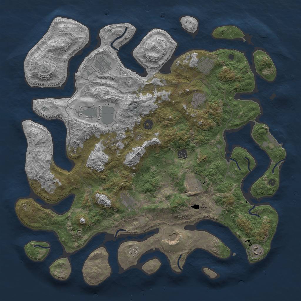 Rust Map: Procedural Map, Size: 4500, Seed: 1757575575, 15 Monuments