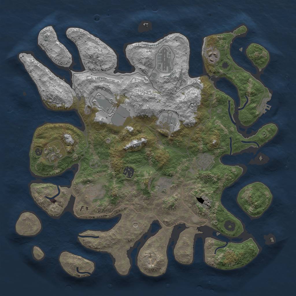 Rust Map: Procedural Map, Size: 4000, Seed: 9851144, 14 Monuments