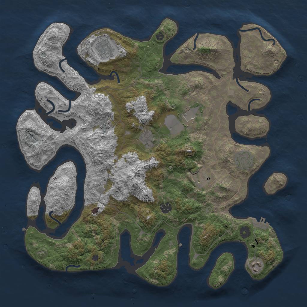 Rust Map: Procedural Map, Size: 4000, Seed: 32789510, 12 Monuments