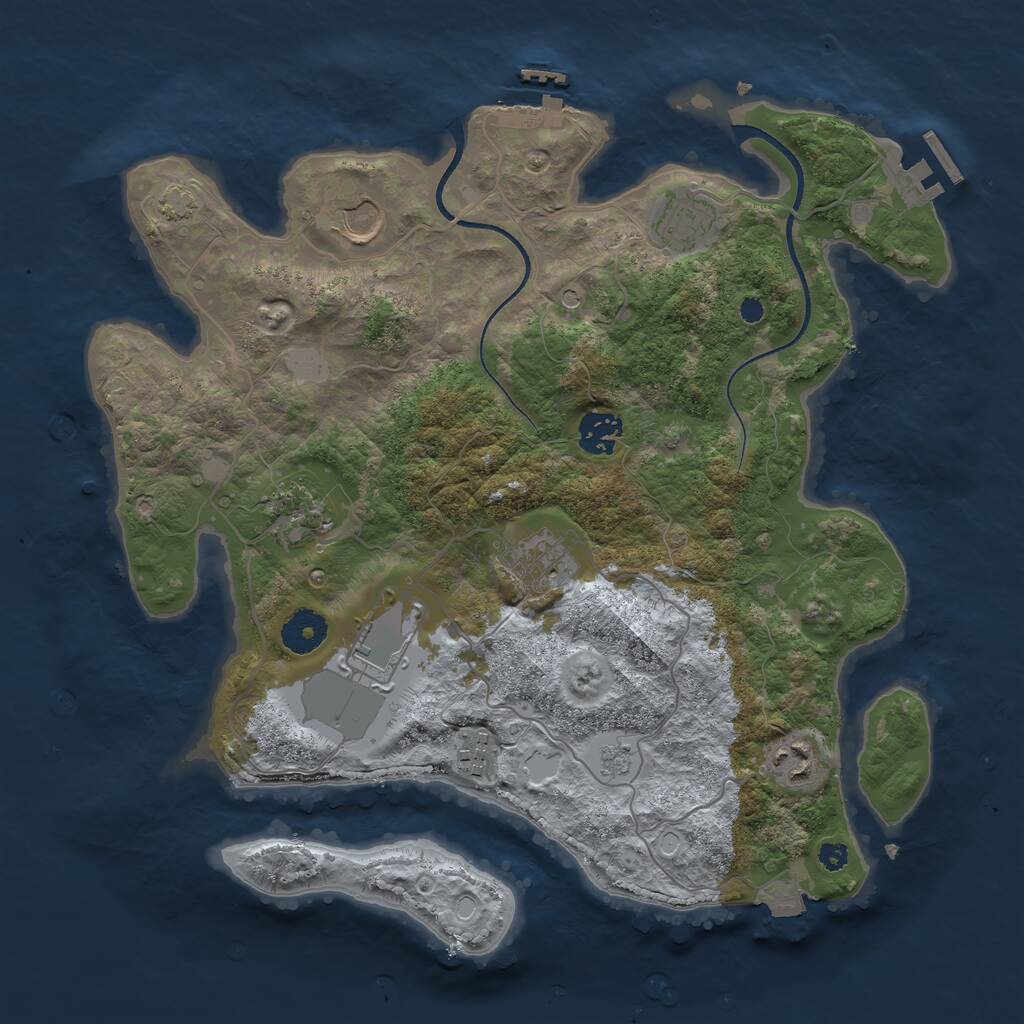 Rust Map: Procedural Map, Size: 3500, Seed: 69084036, 14 Monuments