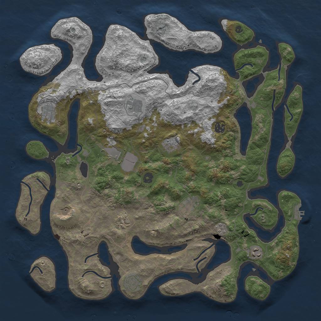 Rust Map: Procedural Map, Size: 4500, Seed: 101097, 15 Monuments
