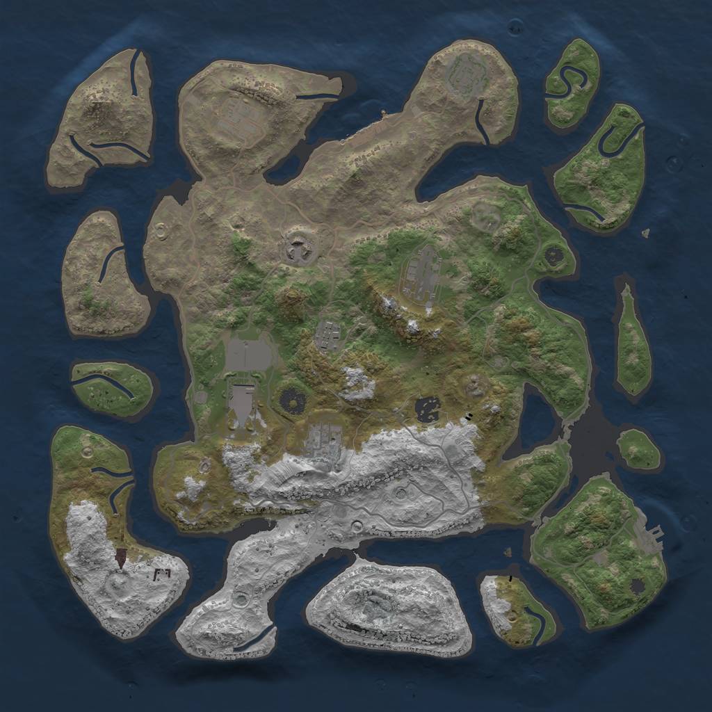 Rust Map: Procedural Map, Size: 4000, Seed: 358860716, 13 Monuments